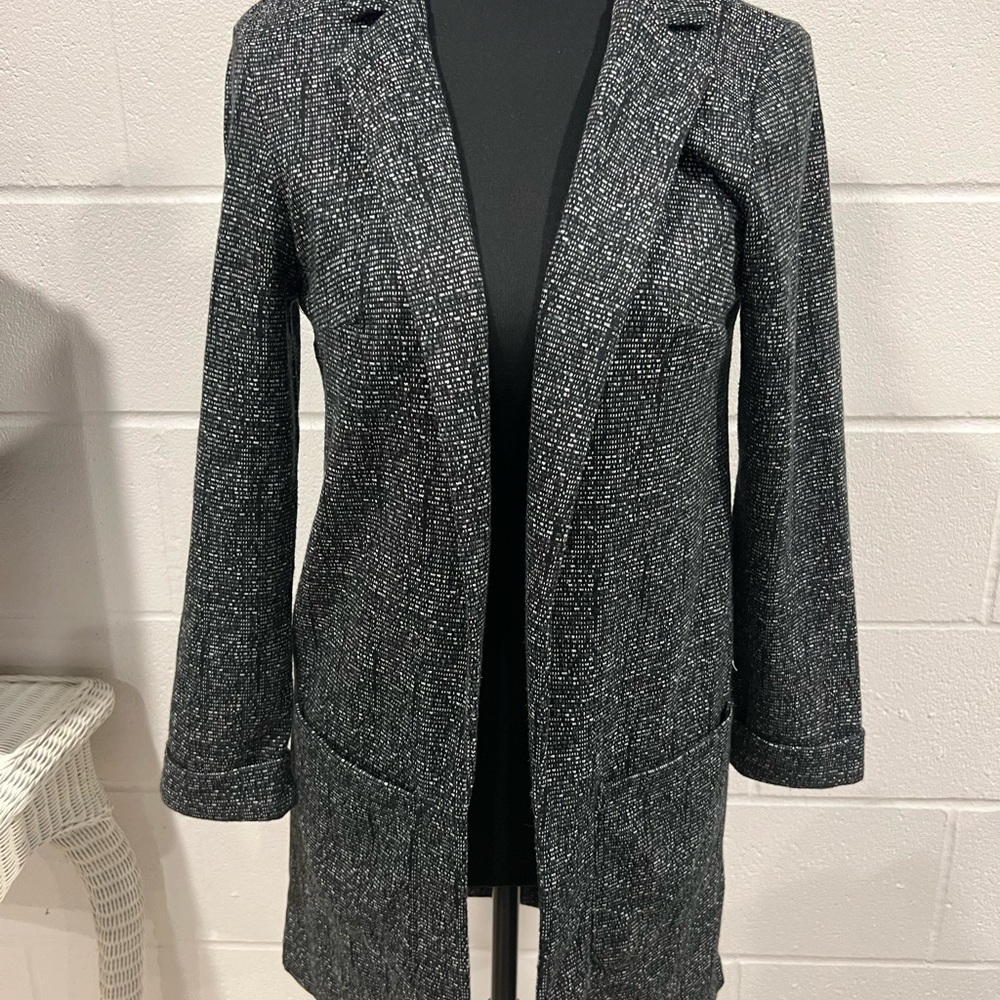 H&M Divided Black and Gray and Black Long Blazer Jacket with Pockets Size 2